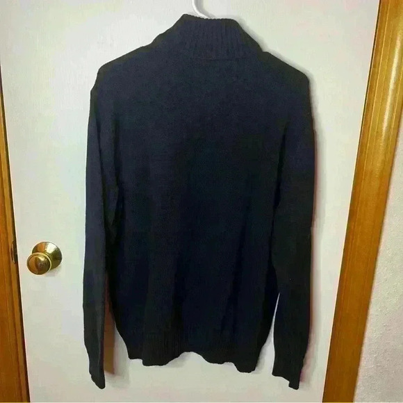 Eddie Bauer 1/4 Zip High Neck Sweater Pullover Men Large Blue Knit Preppy Casual - Picture 3 of 8